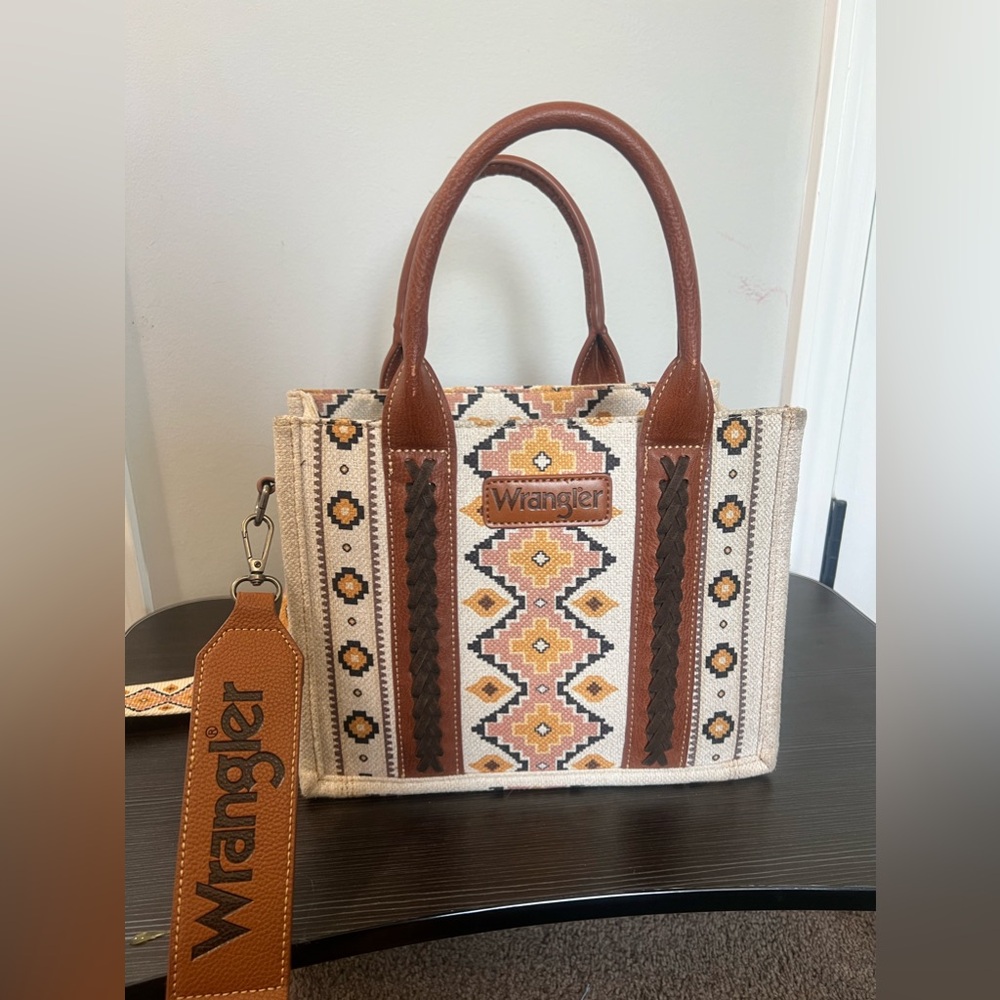 Wrangler Southwestern Print Cross Body Small Canvas Tote Bag